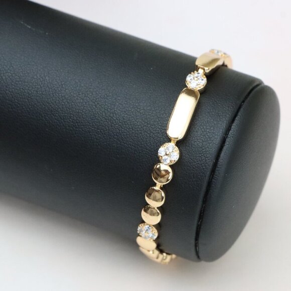 "Modern Beaded & Bar Link Rose Gold Bracelet, XPBL0774 - Picture 3 of 11